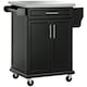 image 6 of HOMCOM Rolling Kitchen Cart Storage Trolley with Drawer Towel Rail Steel Black