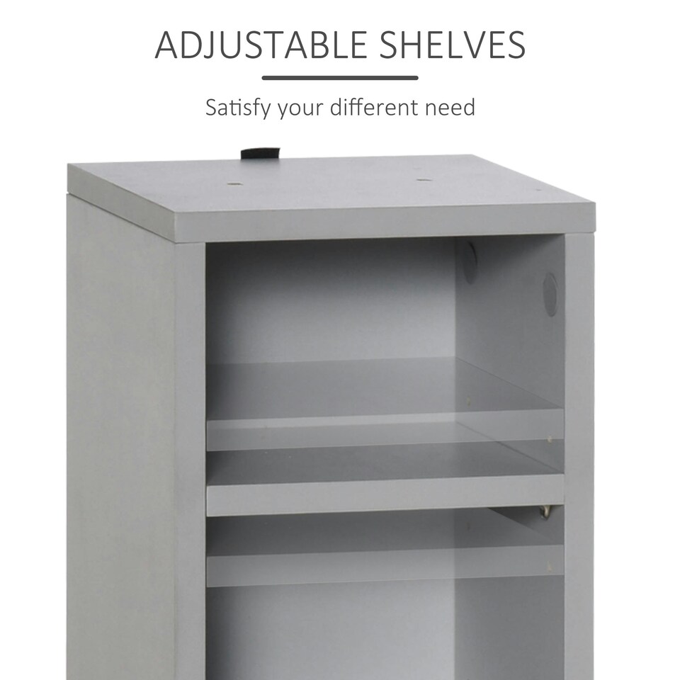 image 1 of HOMCOM Set of 2 CD Storage Units with Adjustable Shelves Grey