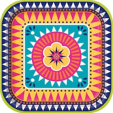 8 BOHO FIESTA 9" SQ PLATE -  UNIQUE