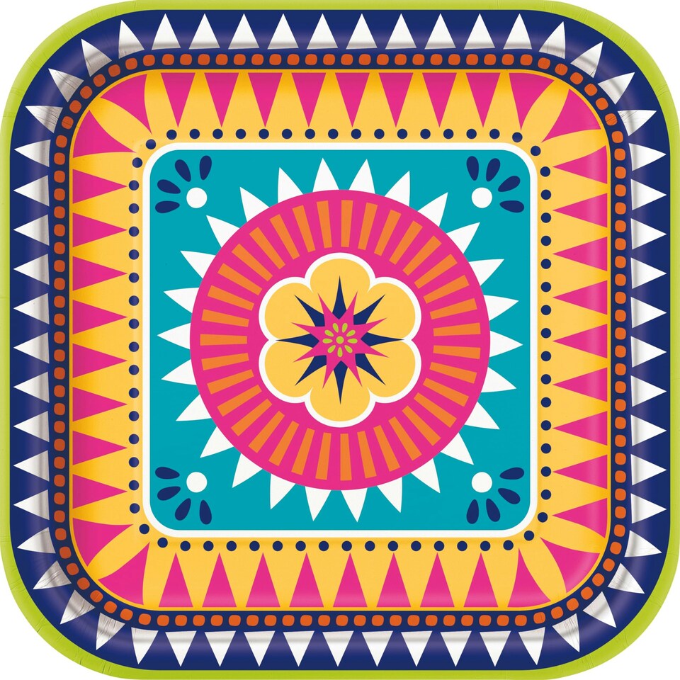 8 BOHO FIESTA 9" SQ PLATE - UNIQUE