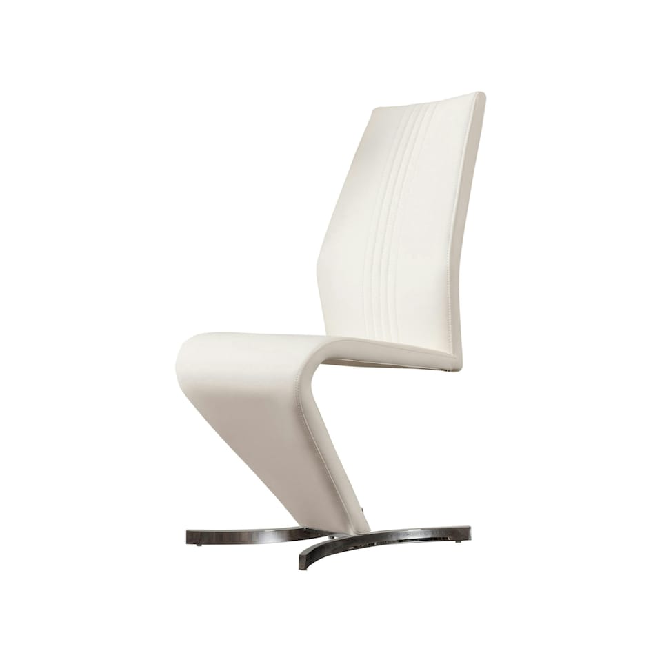 image 1 of Furniturebox 2x Willow White Faux Leather Chrome 'Z' Dining Chairs