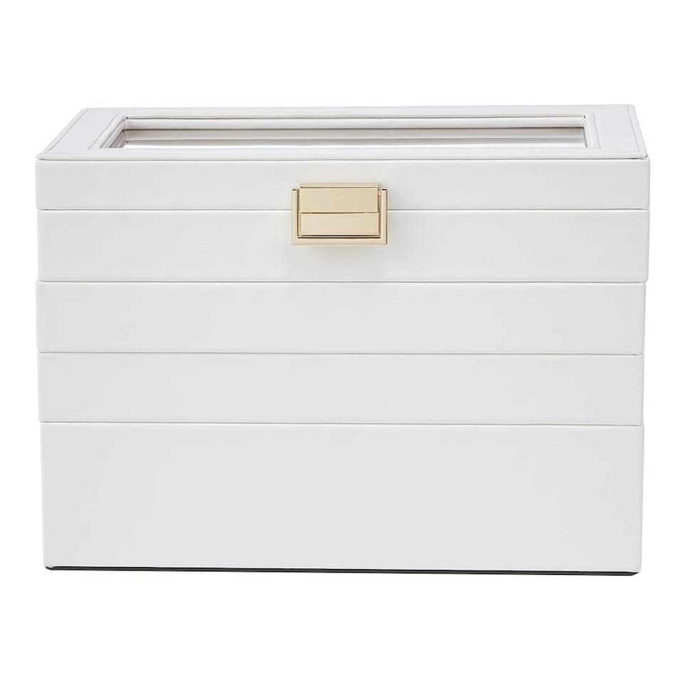 image 1 of Living and Home 4-Tier Jewellery Storage Box with Transparent Lid - White