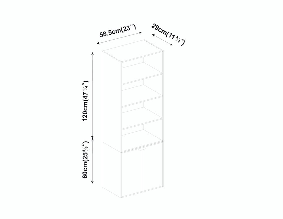 image 1 of 6-Tier Bookcase with 2-Doors | Black | 1