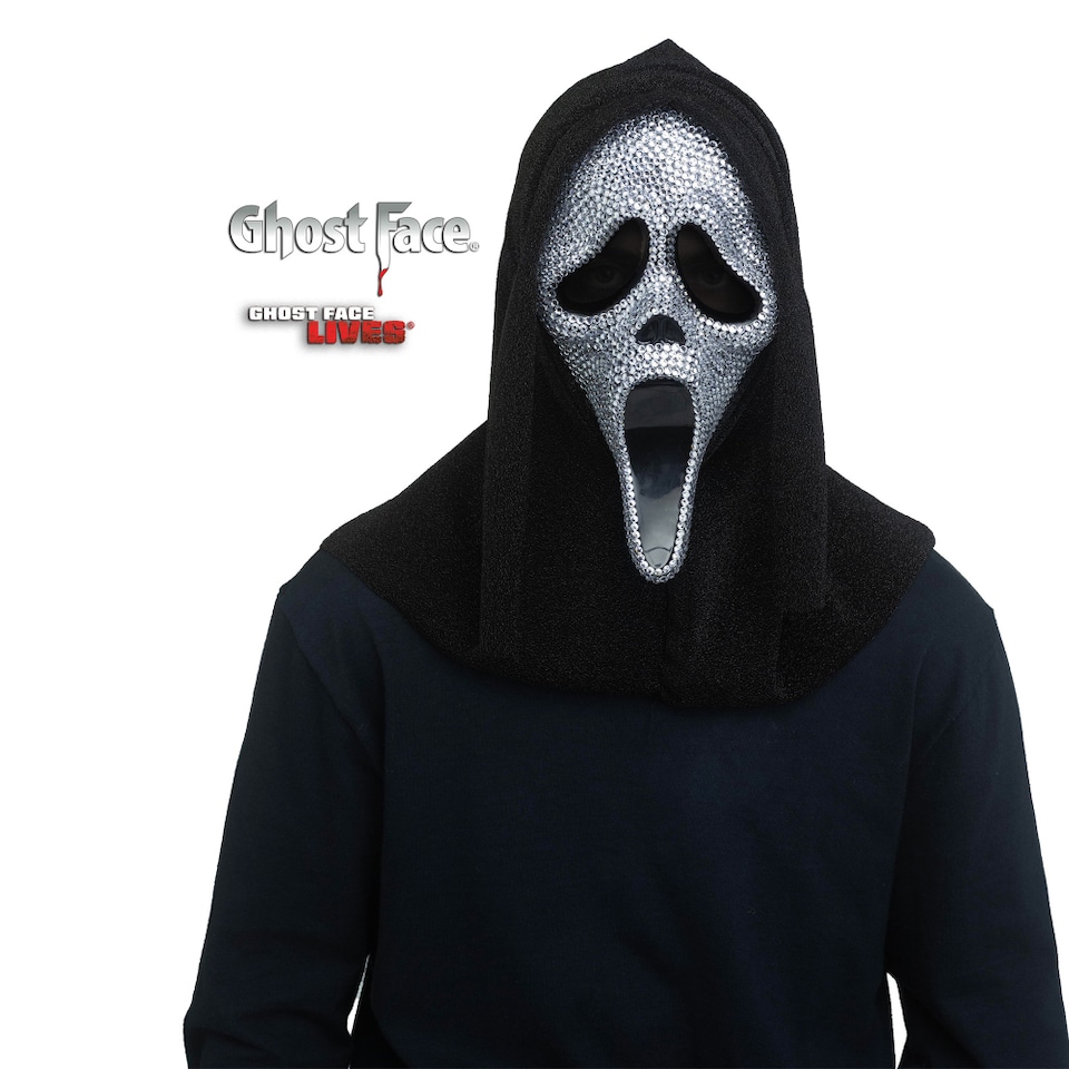 GhostFace Scream Bling Crystal Mask Halloween Horror Fancy Dress Costume Accessory