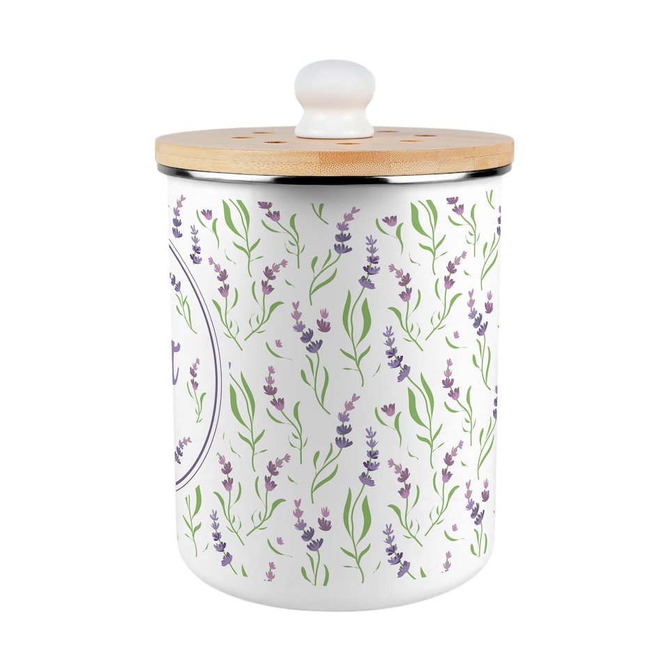 image 1 of Wispy Lavender Compost Caddy - Metal 2L Decorative Kitchen Food Waste Bin