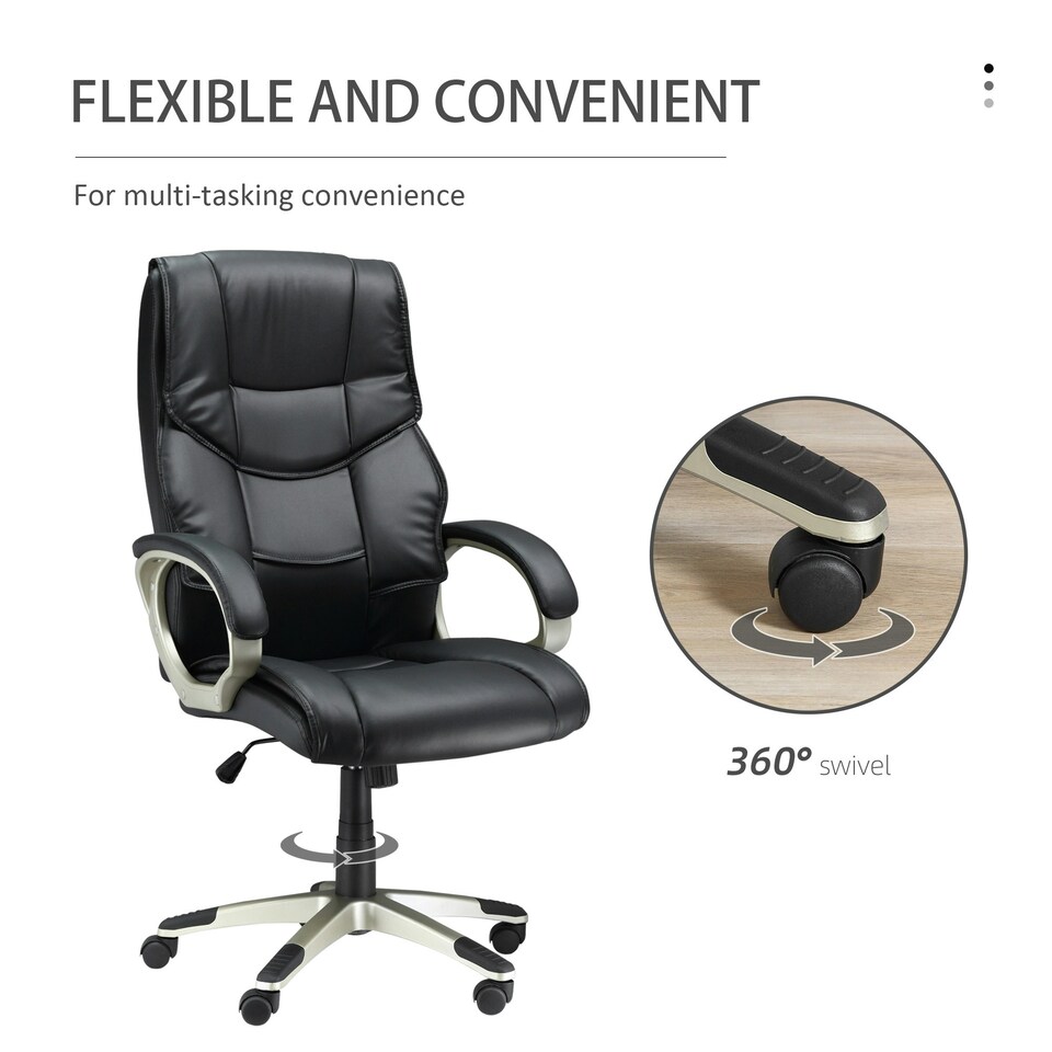 image 1 of HOMCOM Executive Office Chair Faux Leather Computer Desk Chair w/ Wheel Black