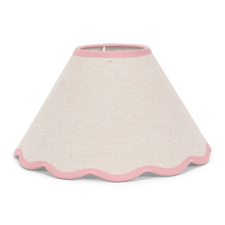 image 1 of ValueLights Florie Natural Small Taper Lamp Shade Scallop Pink Trim | Pink