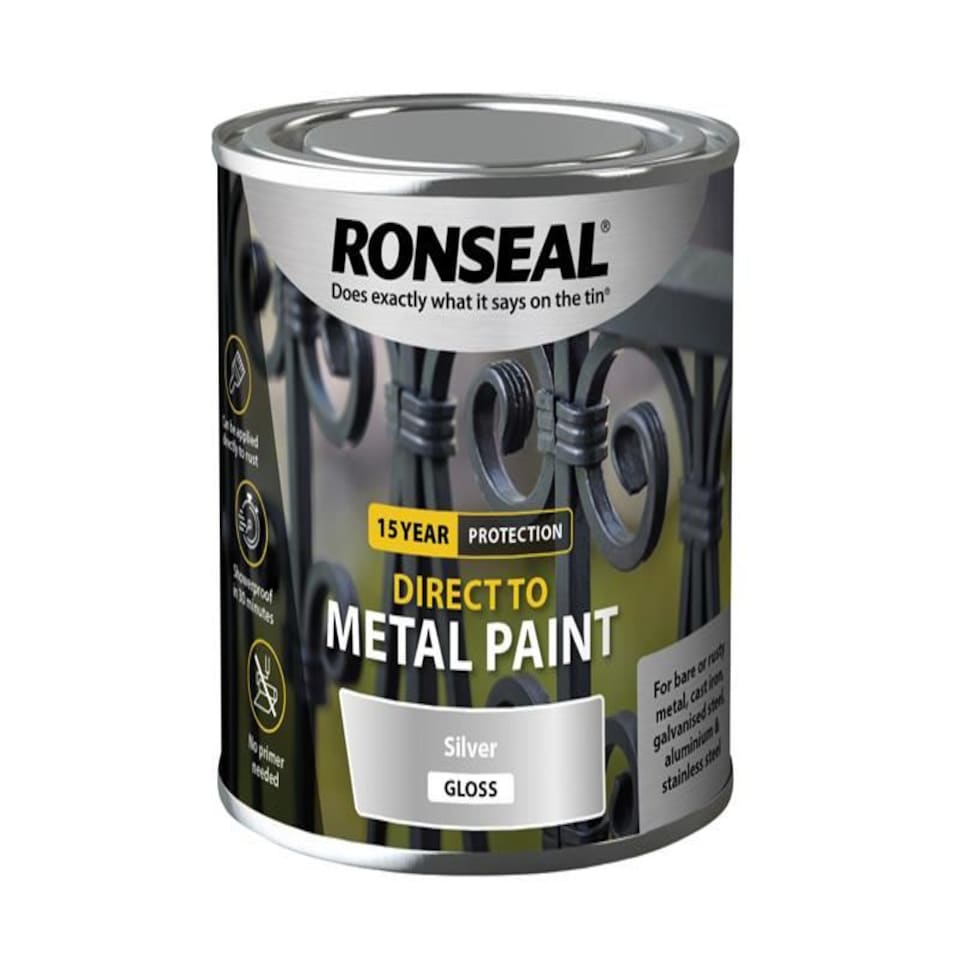 image 1 of Ronseal - Direct to Metal Paint Silver Gloss 250ml