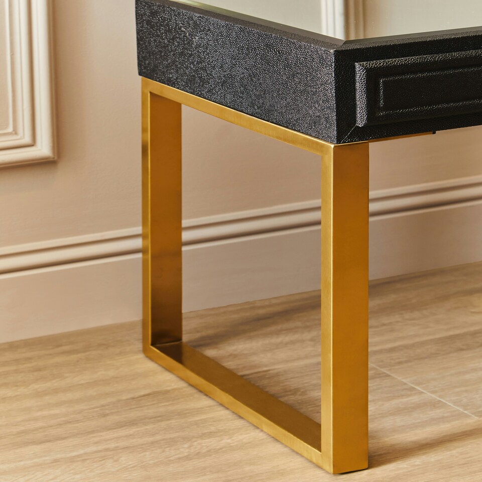 image 1 of Interiors by Premier 1 Drawer Faux Shagreen Side Table Black