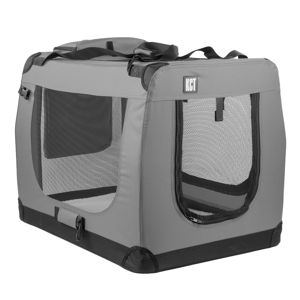 image 1 of KCT Extra Large Grey Fabric Pet Carrier Crate Travel Transport Bag for Cats and Dogs