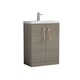 image 1 of Balterley Level Compact Bathroom Cloakroom Vanity Basin Unit with Ceramic Basin, Handles, Mid Oak | Brown | Grey Vicenza Oak | 840 x 620 x 360mm