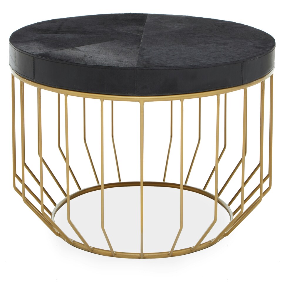 image 1 of Kensington Townhouse Hair On Hide Round Coffee Table Black