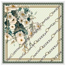 Flowers & chain links (Picture Frame) White | XL