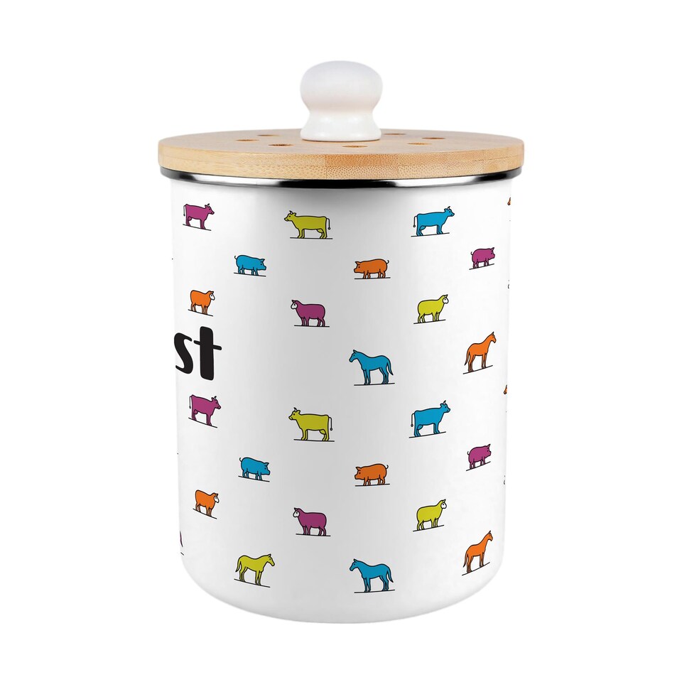 image 1 of Colourful Farm Animals Compost Caddy - Metal 2L Decorative Kitchen Food Waste Bin