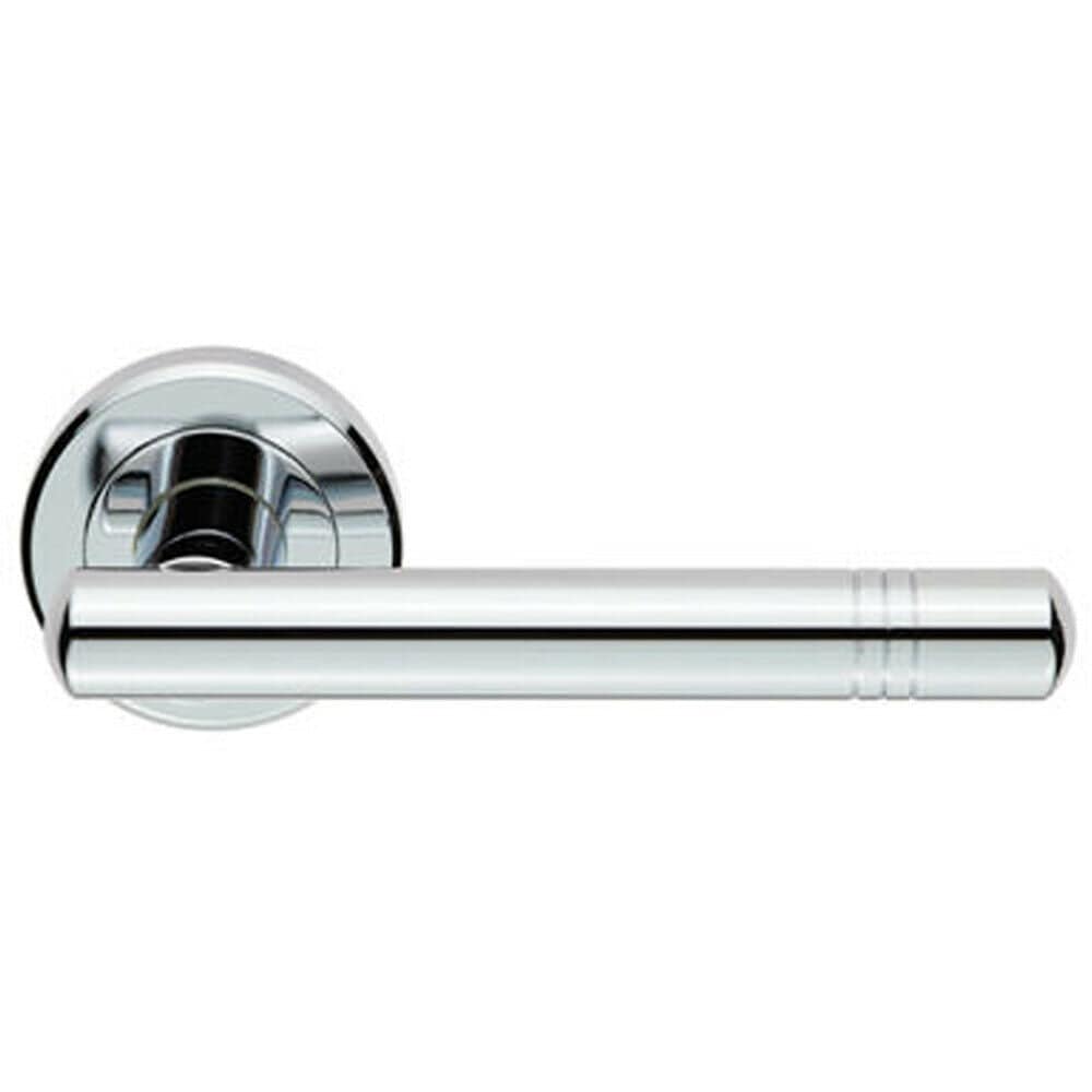 Loops PAIR Round T Bar Handle with Ringed Design Concealed Fix Polished Chrome