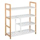 image 1 of HOMCOM 4-Tier Shoe Rack Simple Home Storage w/ Wood Frame Boot Compartment Home