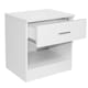 image 2 of Modern Bedside Table with Drawer and Open Shelf High Gloss In White White