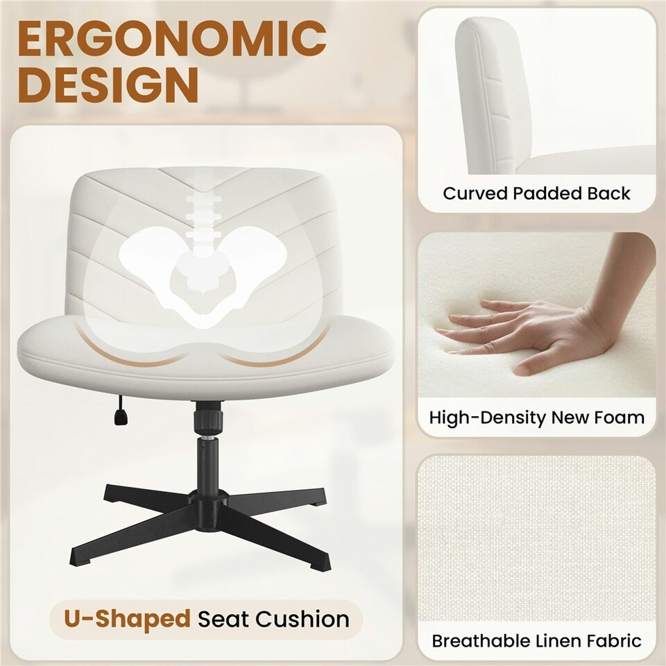 image 1 of Yaheetech Fabric Swivel Desk Chair for Home Office N/A | Beige