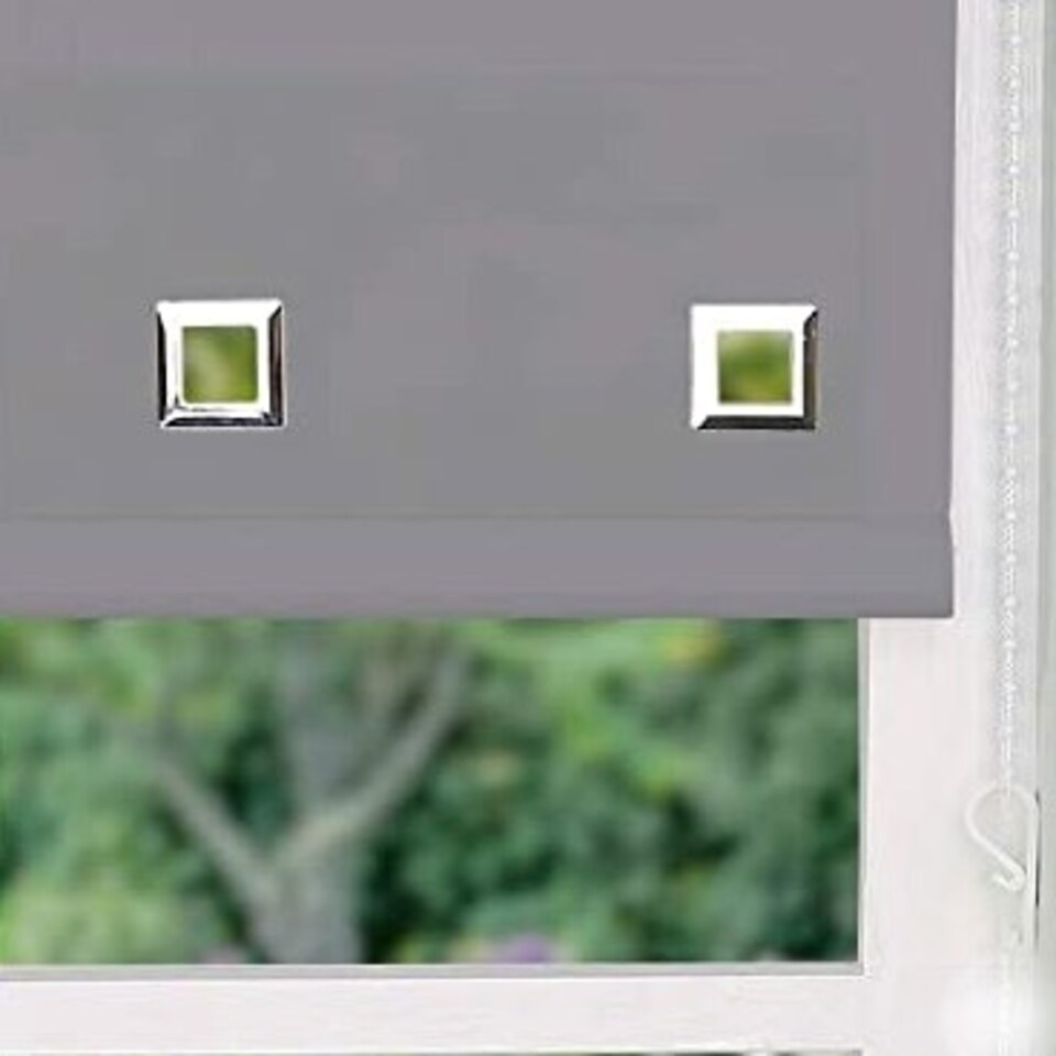 image 1 of 160cm Slate Grey Square Eyelet Edge Roller Blind | Grey | Grey