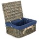 image 1 of 41cm Antique Wash Wicker Picnic Basket with Lining Blue | Blue | One Size
