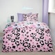 image 1 of OHS Leopard Print Reversible Microfibre Duvet Cover and Pillowcase Set, Double - Pink/White