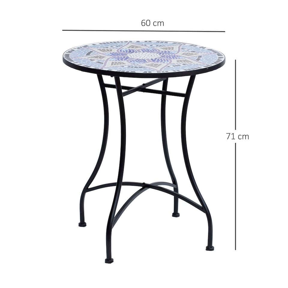 image 1 of Outsunny Garden Table, Mosaic Round Patio Side Table with 60cm Ceramic Top