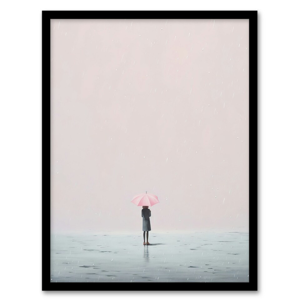 image 1 of Alone No 1 Minimalist Soft Pastel Peaceful Black Framed Wall Art Print A4