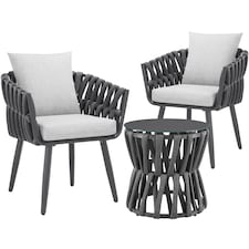 Lugano set in rope design, aluminum frame, screw-on legs | Grey | anthracite/gray | 2