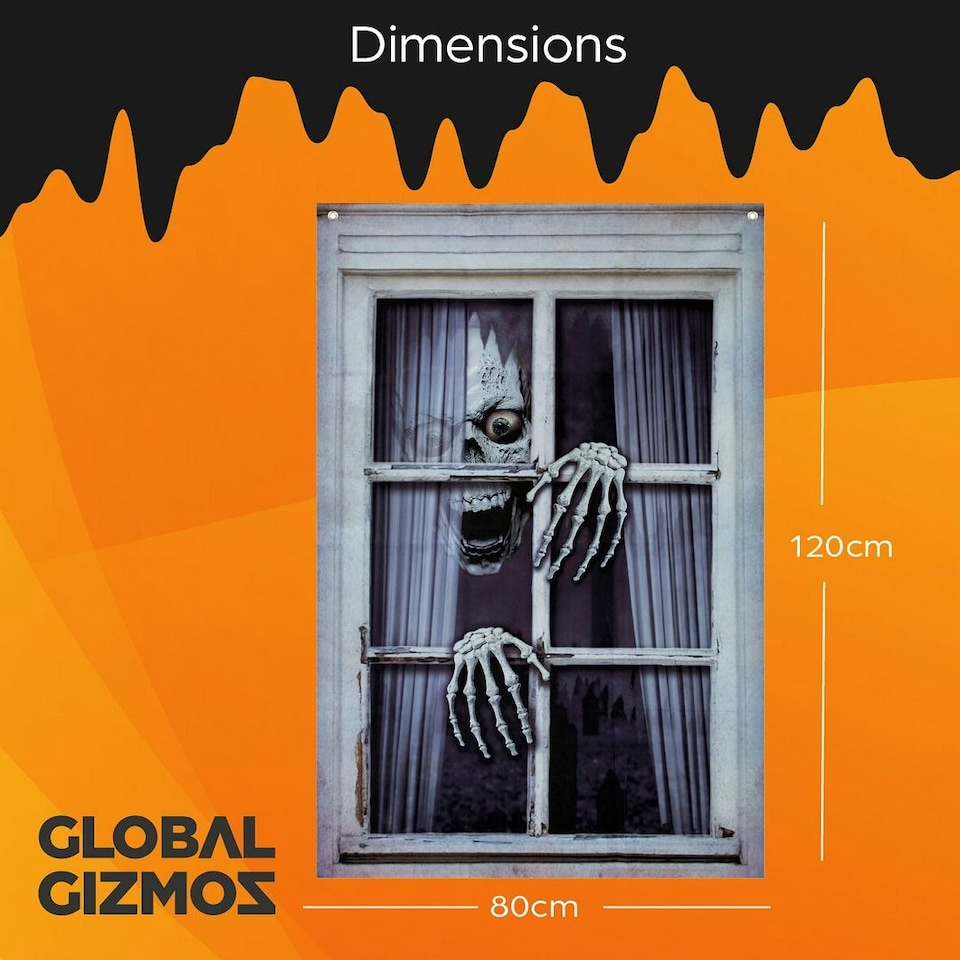 image 1 of Global Gizmos 47839 Skeleton Halloween Window Display