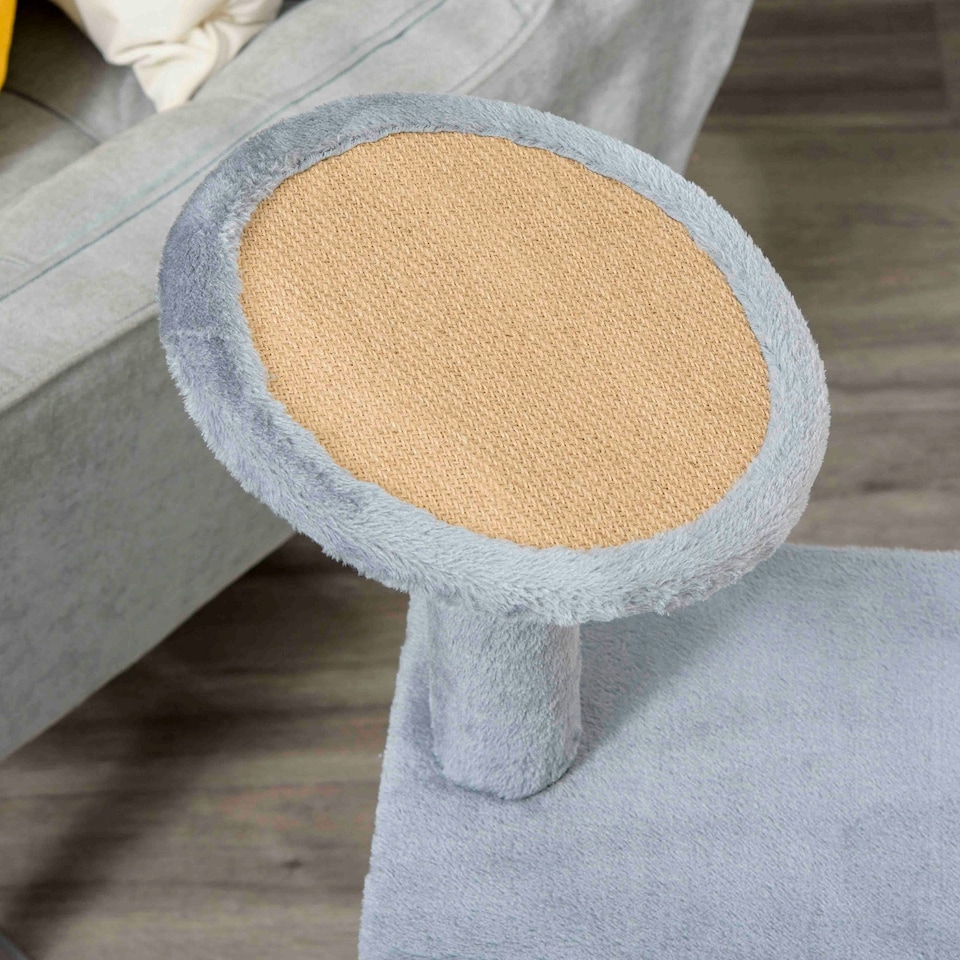 image 1 of PawHut Cat Scratching Post with Bed House Perch Toy for Indoor Cats, Grey