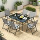 image 6 of Outsunny 7 Pieces Garden Table and Chairs with Tempered Glass Top Grey