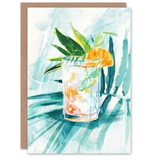 Cuba Libre Cocktail Monstera Leaf Him Her Birthday Card