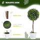 image 4 of HOMCOM Set of 2 Potted Artificial Plants Ball Tree with Lavender Flowers, 60cm