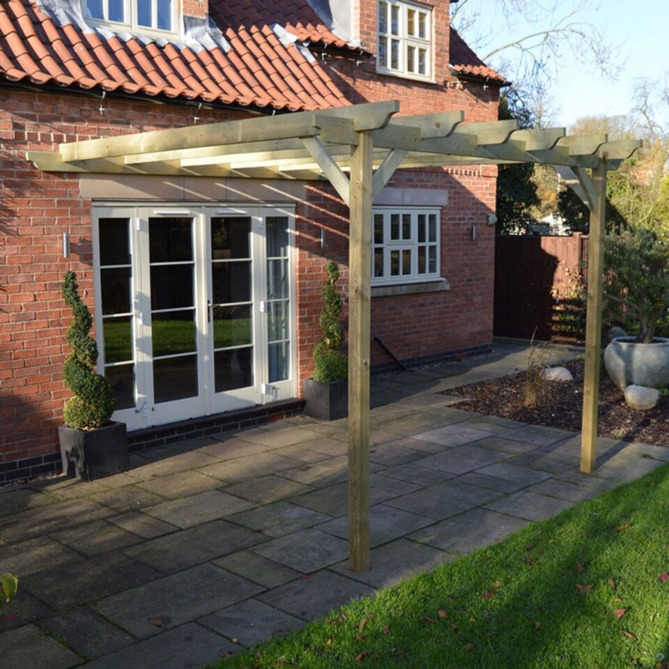 image 1 of Wall Mounted Garden Pergola - Wood - L180 x W360 x H270 cm - Light Green