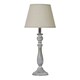 image 1 of Dunum Column Table Lamp with Linen Shade - Wood - L13 x W13 x H44 cm - White White