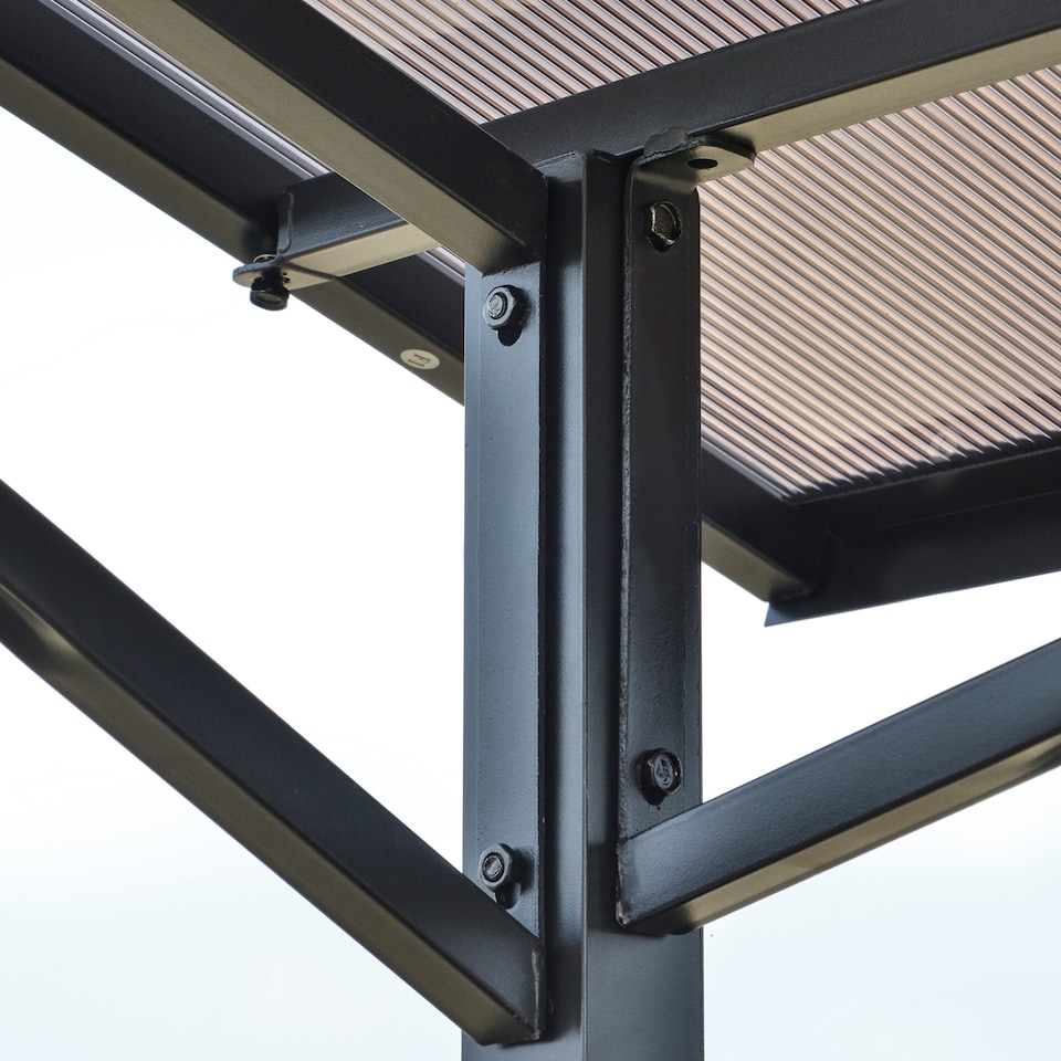 image 1 of Outsunny 8ft x 5ft Outdoor BBQ Protective Gazebo Tent Aluminium Steel Frame w2 Shelves Hardtop Roof Canopy Ground Stakes Safe Cooking