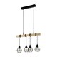 image 1 of EGLO Townshend 5 Industrial Black Metal and Natural Wood 4-Light Geometric Pendant (L) 70cm