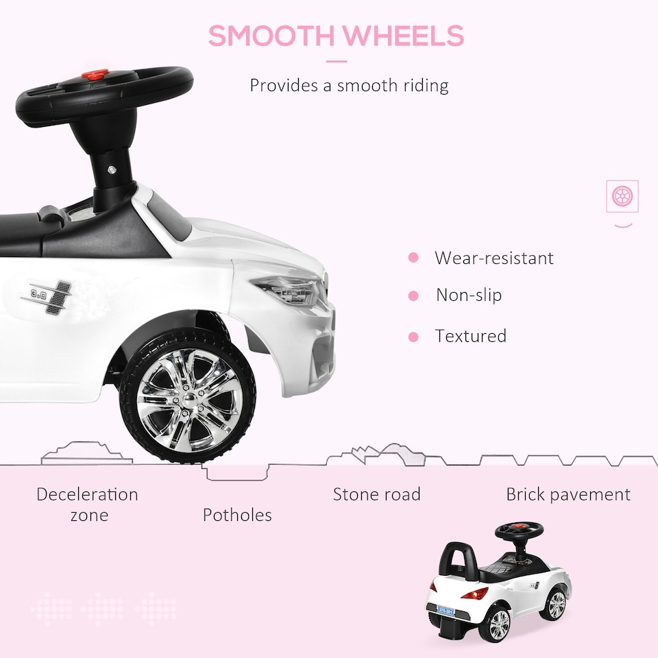 image 1 of HOMCOM Ride on Car Baby Toddler Walker Foot to Floor Sliding Car Slider White
