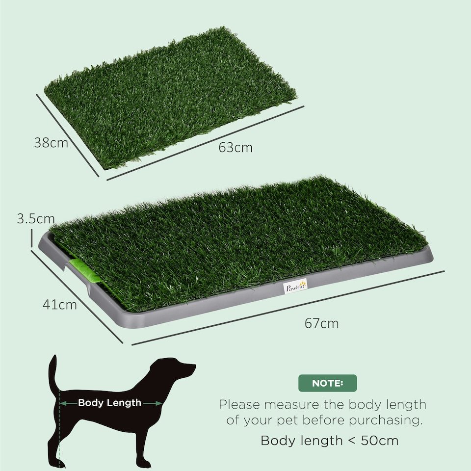 image 1 of PawHut Dog Toilet with 2 Packs Artificial Grass Pads, 67 x 41cm, Green