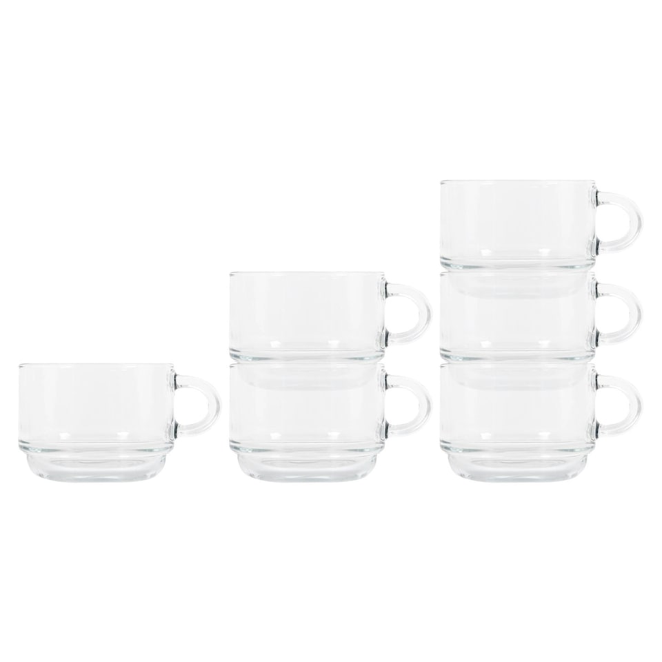 image 1 of LAV Cozy Stacking Glass Coffee Cups - 270ml - Pack of 6 Clear
