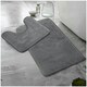 image 5 of VELVETIO Bath Mat Set Greek Pattern Anti Slip Memory Foam Toilet Rug Blue | Aqua