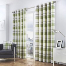Fusion Balmoral Check Eyelet Curtains Green