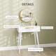 image 4 of HOMCOM Modern Dressing Table w/ 2 Drawers Round Mirror for Bedroom White White