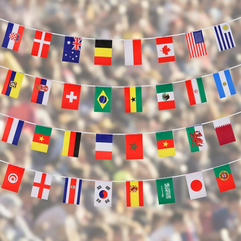 image 1 of Multi Nation Polyester Party Bunting 6m with 32 Flags Football buntings