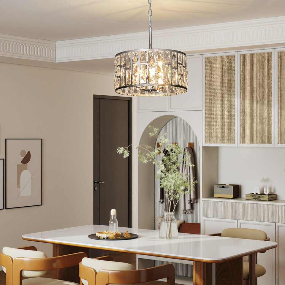 image 1 of HOMCOM Flush Mount Ceiling Light, 3-Light Crystal Chandelier for Living Room | Silver