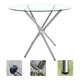 image 2 of Living and Home Round Tempered Glass Dining Table with Crossover Base