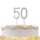image 1 of Silver Diamond Number 50 Cake Topper Silver