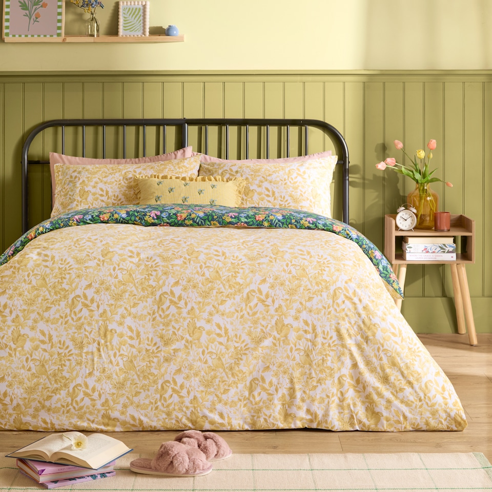 image 1 of Furn Emerie Floral Reversible Duvet Cover Set | Blue | Navy