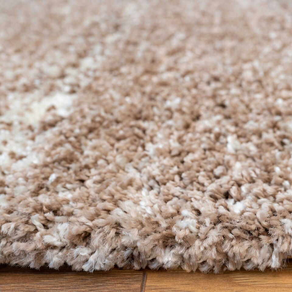 image 1 of KUKOON Beige Striped Mottled Shaggy Living Room Area Rug 120cm x 170cm