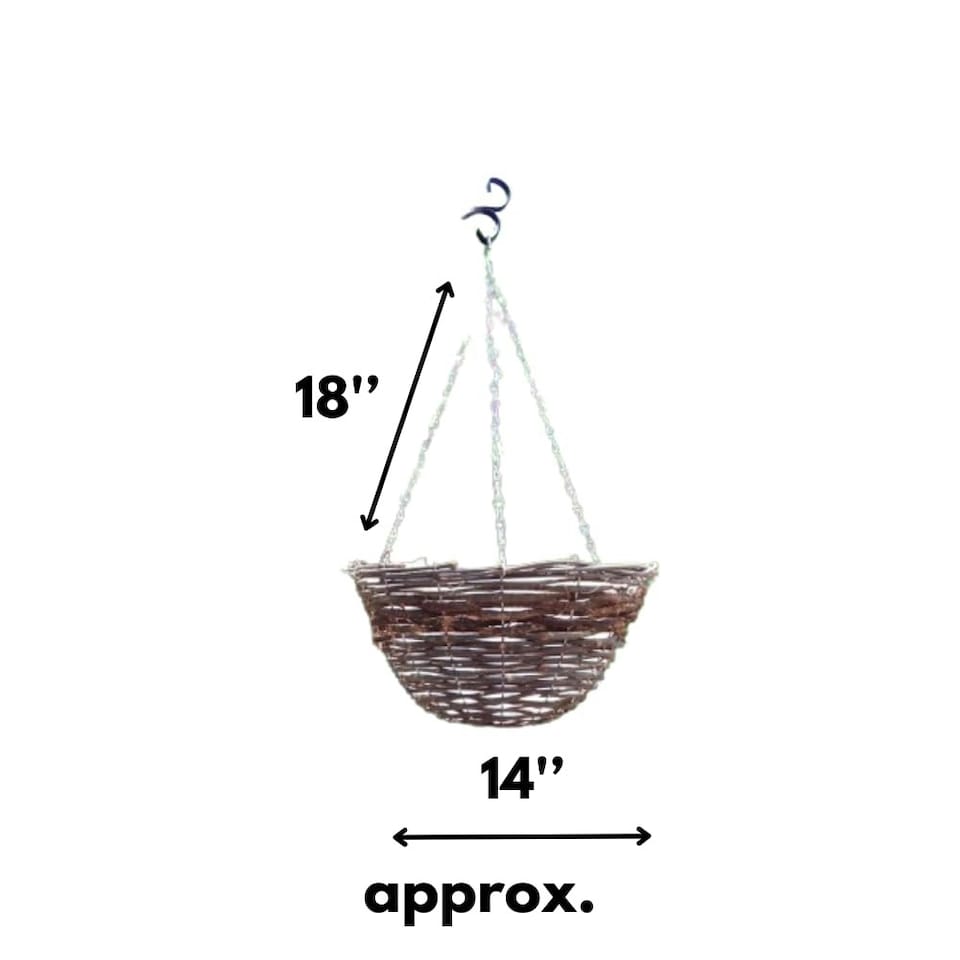 image 1 of Marco Paul Dark Brown Rattan Hanging Garden Basket 14" | Brown